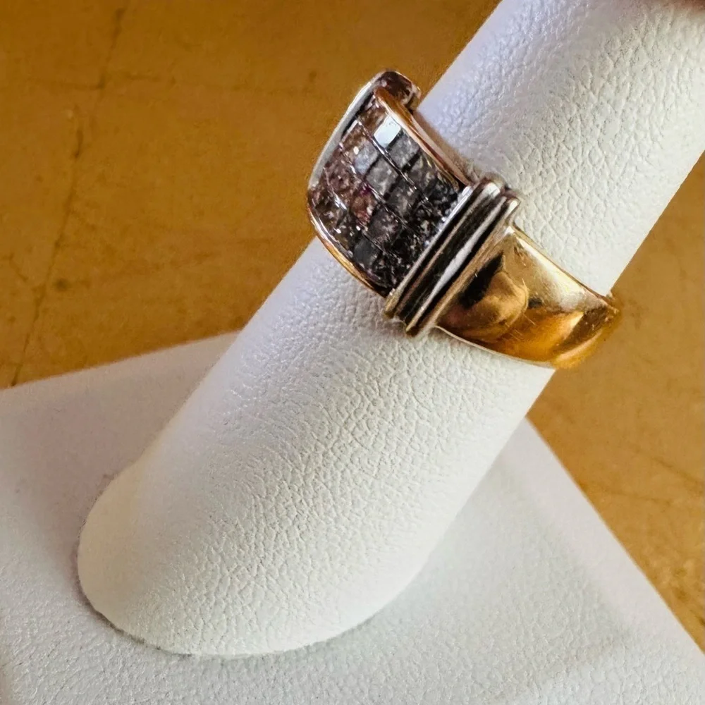 14K Yellow and White Gold Channel Set Band Ring Wedding Anniversary size 7
